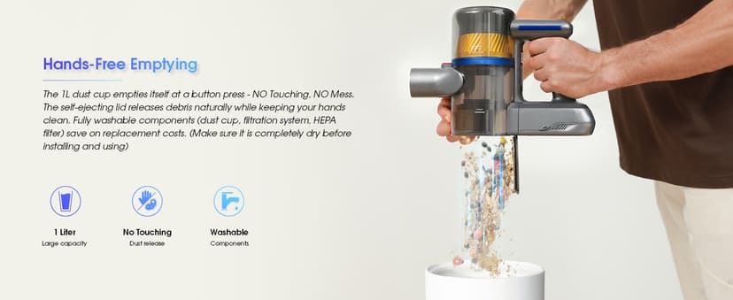 UNINELL HOME Cordless Vacuum Cleaner,45000Pa/450W Vacuum Cleaners for Home with 60Mins Runtime,Lightweight Anti-Tangle Stick Vacuum,Wall-Mount Charging,Vacuum Cordless with Attachments for Pet Hair