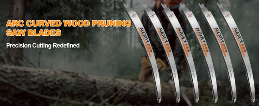 Japanese Teeth Sawzall Blades for Tree Trimming, 15 Inch Curved Edge Pruning Reciprocating Saw Blades 6TPI, Wood Cutting, Cr-V Sabre Saw Blades Better Wear Resistance 6 Pack
