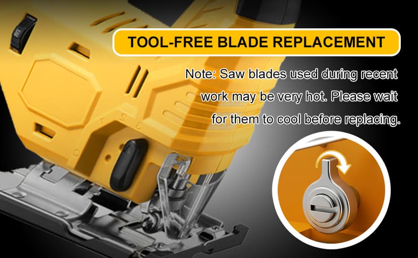 Cordless Jig Saw Compatible with Dewalt 20V Battery, Brushless Jig Saw with 6pcs Blades, 4 Orbital Sets for Wood, Plastic and Metal Cutting (Tool Only, No Battery)