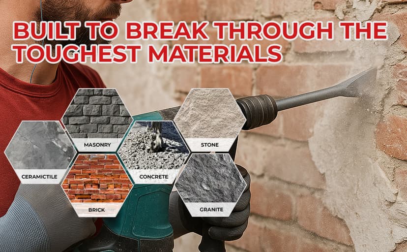 19-Piece SDS Plus Hammer Drill Bits for Concrete and Chisels Set, Cross Carbide Tip Masonry Drill Bit Set, Heavy-Duty Concrete Drill Bits for Brick & Stone, Storage Case Included