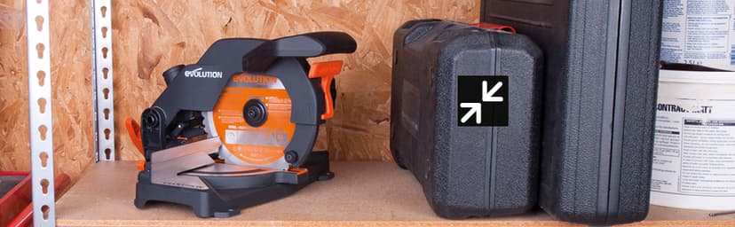 Evolution Power Tools R210CMS Compound Miter Saw, 8-1/4" Multi-Material Cutting TCT Blade Included Cuts Wood Metal Plastic & More, 45° - 45° Degree Miter & 45˚ Degree Bevel Angles, 1200W, 8-1/4"