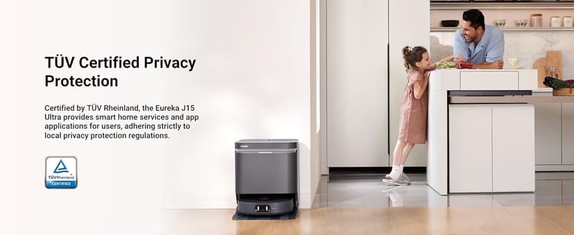 Eureka J15 Ultra Self Emptying Robot Vacuum, 19,000 Pa Suction, Flex-Arm Mop Design, 167℉Hot Water Mop Washing & 131°F Hot Air Drying, AI Obstacle Avoidance, Black