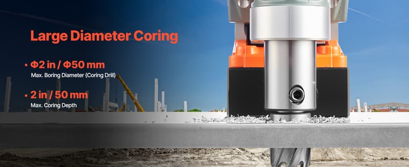 VEVOR Magnetic Drill, 1450W Motor 2 in Boring Diameter, 2878 lbf Portable Electric Mag Drill Press, with 6 Coring Bits, Variable Speed, Drilling Machine for Metal Surface, Home Improvement Industry