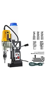 VEVOR Magnetic Drill, 1100W 1.57" Boring Diameter, 2697lbf/12000N Portable Electric Mag Drill Press with 12 Drilling Bits, 580 RPM Max Speed Drilling Machine for any Surface and Home Improvement
