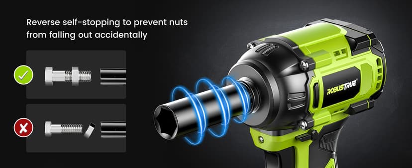 Cordless Impact Wrench, 406Ft-lbs (550N.m) Brushless 1/2 inch, 2800RPM High Torque Impact Gun, 2x 4.0Ah Battery, Charger, 4 Sockets, Electric Impact Wrench for Car Home