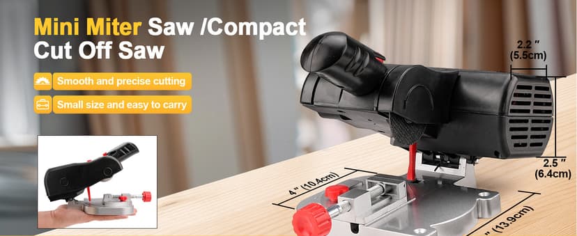 Mini Miter Cut-Off Chop Saw for Metal Cutting, Arrow Shafts, Wood Crafts, Hobby Miniature Model Making, Small Electric Table Saw Tool, 223/5.56 Brass, Cuts Max. 1/2" High x 1/2" Wide