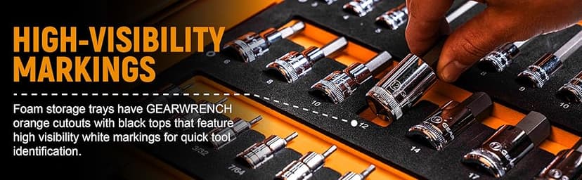 GEARWRENCH 89 Piece 1/4” Drive Master Metric Socket Set in Foam Storage Tray - GWMSSKT14MM