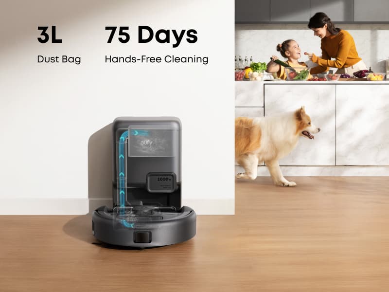 eufy Robot Vacuum 3-in-1 E20,with Versatile Stick and Handheld Vacuum Cleaner Combo,Self Emptying Up to 75 Days,Max 30,000Pa,Smart Obstacle Avoidance,Pro-Detangle,Perfect for Carpet,Crevices,Stairs