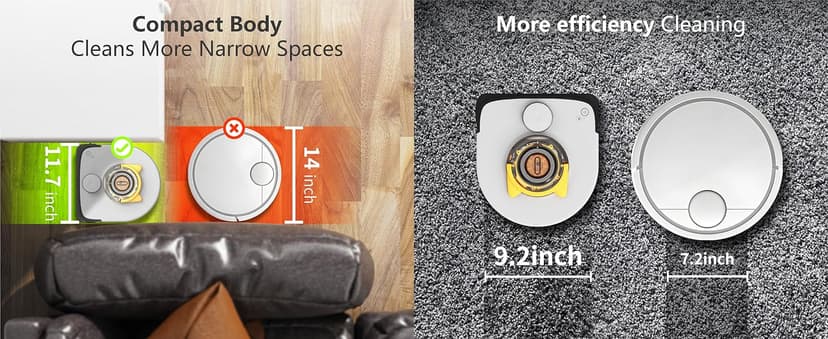 Robot Vacuum for Pet Hair, Automatic Robot Vacuum Cleaner Self Cleaning Brushroll, Robotic Vacuum Ideal for Carpet, 22,000 Pa Square