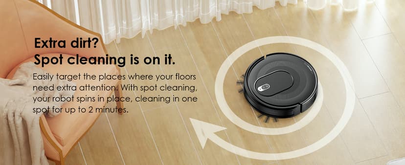 W6+ Robot Vacuum Cleaner,2800Pa Suction,720ml Large Capacity,120 Mins Runtime,Self-Charging Slim Robotic Vacuums,APP/Voice/Remote Control,No Entanglement Suction Port Ideal for Pet (Black)