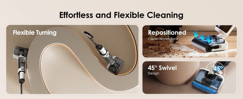 Tineco Floor ONE Stretch S6 Cordless Wet Dry Vacuum Cleaner, 180°Lay-Flat Smart Vacuum Mop, 40 Minutes Long Runtime 158℉ Flashdry Self-Cleaning, Dual-Sided Edge Cleaning Lightweight Floor Cleaner