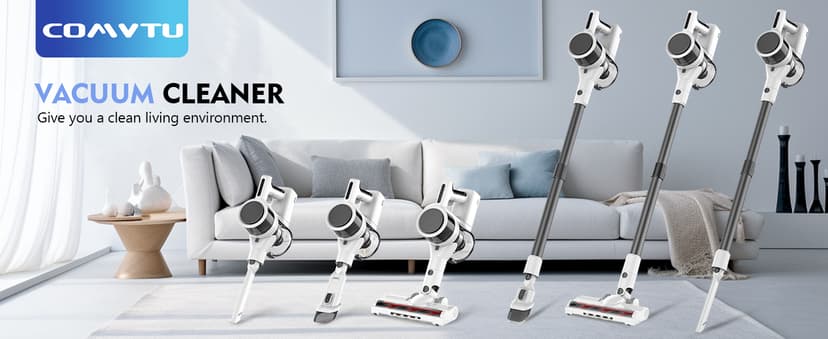 Cordless Vacuum Cleaner, 80,000 RPM Motor and Power Filtration, Stick Vacuum with 2200 mAh Battery, 35 Mins Worktime, 2 Modes, Rotated Multi-Heads, Height-Adjustable Vacuum for Home (Gray Nickel)