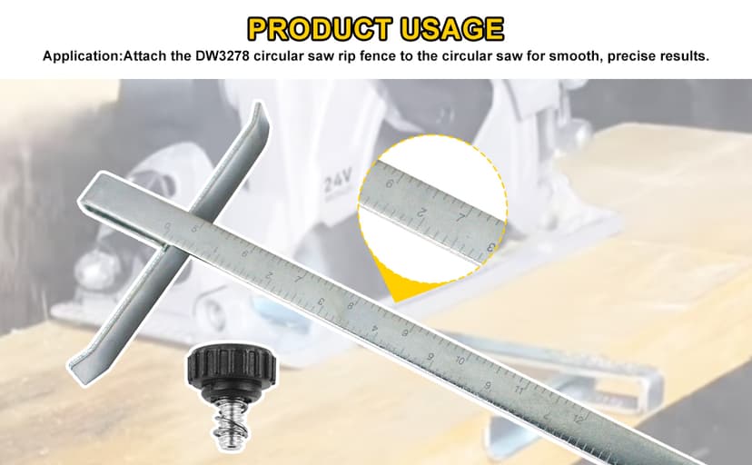 DW3278 Circular Saw Rip Fence for Dewalt 7-1/4-Inch to 8-1/4-Inch Circular Saws,Compatible with DCS575, DCS570, DCS577, DWE575 and DWS535 Cutting Fence, with Round Head Stop Screw and Spring
