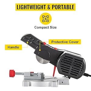 VEVOR Mini Miter Cut-off Chop Saw, 110V Two 2-5/16" Blade of Steel and Resin with 1/2inch Cutting Depth, 0-45° Benchtop Miter Saw for Copper, Aluminum, Wood, Zinc in Hobby Craft