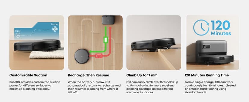 eufy Robot Vacuum C10 with Self Emptying Station, Up to 60 Days Hands Free Cleaning, Edge Expansion Brush, 4000Pa Powerful Suction, 2.85-Inch Ultra-Slim Body, Smart Mapping, Lidar Navigation