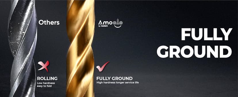 amoolo Hex Shank Drill Bit Set (13Pcs Set+3 Pcs Free), Premium 4341 HSS Titanium Impact Hex Drill Bits for Wood, Steel, Metal, Plastic, Quick Change Design (1/16 -1/4 )