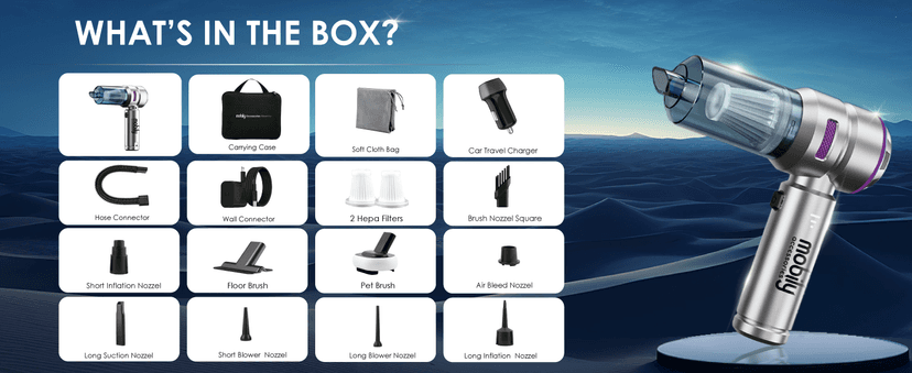 【2025 Upgraded】 Handheld Vacuum Cordless, Car & Home Cleaner with Brushless Motor, Strong & Compressed Air Dusters with LED Light, Type C Port, Wireless Mini Portable Hand Blower