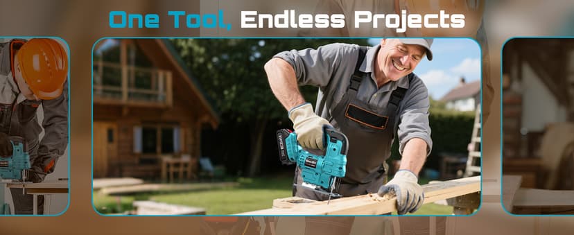 SEESII Cordless Jig Saw 21V, Electric Jigsaw Tool with 2× 2.0Ah Batteries, 2800RPM Variable Speed for Wood Cutting, 0°-45° Bevel Cuts, LED Light, 4 Orbital Settings for Straight/Curve/Circle Cutting