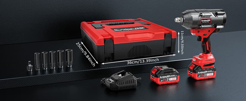 Cordless Impact Wrench 1600Ft-lbs - 2100N·m High Torque Impact Gun with 2 * 4.0Ah Battery - 3/4 Inch Brushless Impact Driver with 3/4" to 1/2" Adapter & 5 Sockets & Case for Car Truck Home