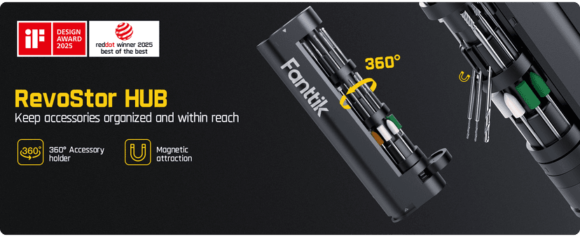 Fanttik F2 Master Mini Cordless Rotary Tool Kit, NeoPulse Motor, 5 Variable Speed, 25000 RPM, Revostor Hub, 35 Accessories, for 3D Printer Sanding, Polishing, Drilling, Carving, DIY Crafts