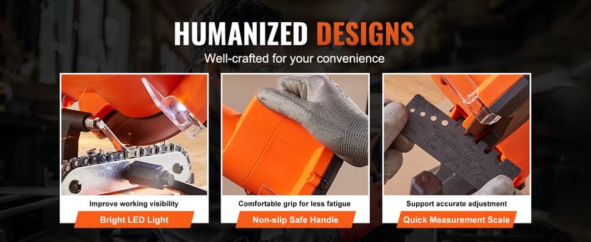 VEVOR Electric Chainsaw Sharpener, 140W Electric Saw Chain Blade Sharpener 5700RPM, Professional Bench Chain Saw Sharpening Tool with 3 Grinding Wheels Fit 0.25" to 0.404" Pitch Chains