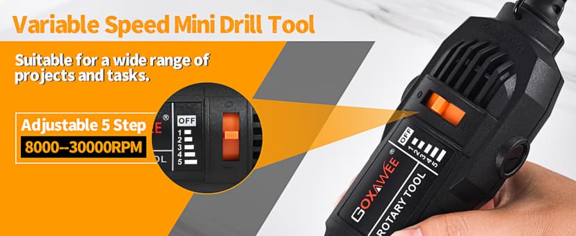 GOXAWEE Rotary Tool Kit with MultiPro Keyless Chuck and Flex Shaft -140pcs Accessories Variable Speed Electric Drill Set for Handmade Crafting Projects and DIY Creations