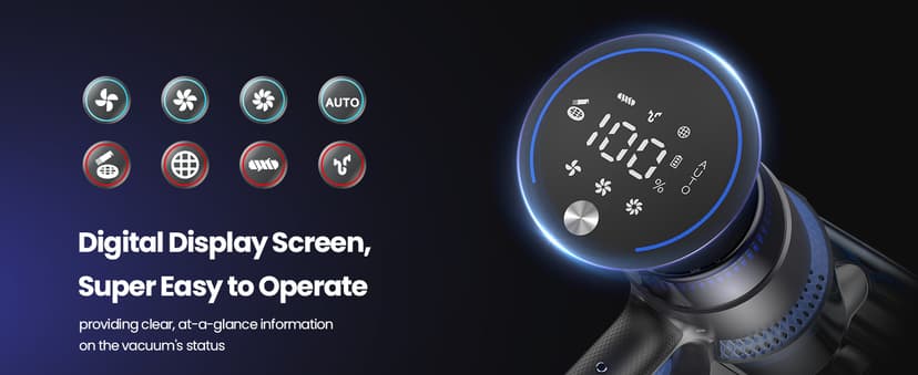 V25 Cordless Vacuum Cleaner, 680W 60Kpa Powerful Stick Vacuum with Dust Sensor, Digital Display, 4000mAh Rechargeable Battery up to 60Mins, Versatile for Pet Hair, Floor, Carpet (Sapphire)