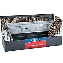 115PCS Cobalt Drill Bit Set M35 HSS for Hardened Steel Fractional 1/16"-1/2", Letter A - Z, Wire #1 - #60 with Indexed Metal Case