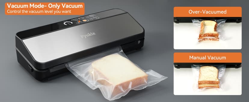 Vacuum Sealer Machine, Food Sealer Machine 80KPA Automatic 8-IN-1 for Food Saving Dry/Moist Mode with Build-in Cutter&Storage, Digital Countdown, Air Suction Hose, 2 Roll-Bags, 11 Vacuum Bags