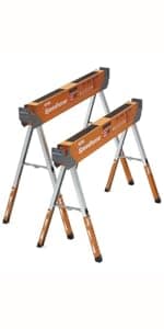 BORA Workhorse XT Saw Horses 2 Pack Folding Heavy Duty Adjustable Height Sawhorse Pair with Adjustable Legs, Heavy Duty Saw horse for Contractors Portable Workbench w/Built in Bottle opener PM-3360T