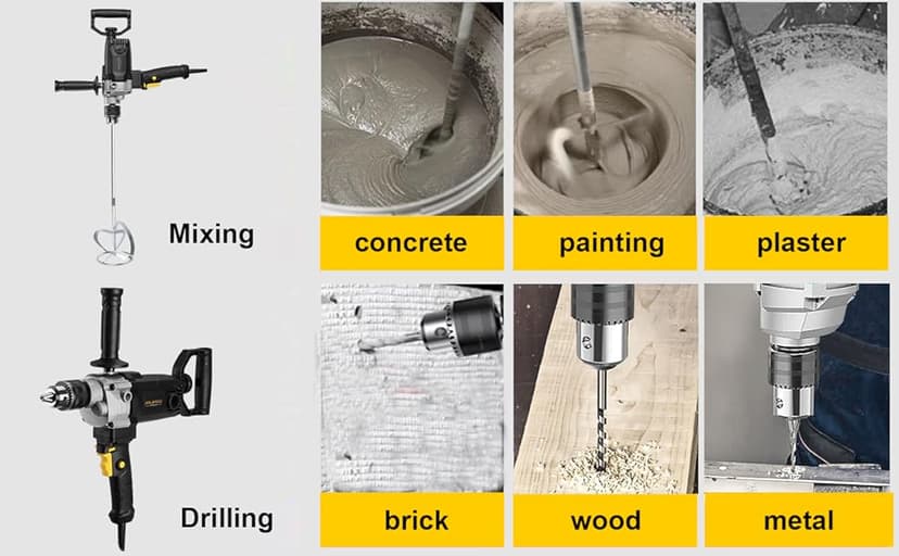 10-Amp Corded 5/8" Heavy Duty Drill Mixer Set, Mixing Drill Machine with Spade Handle for Drilling and Mixing, Variable Speeds Concrete Mud Mixer ROLAYSEE TOOLS