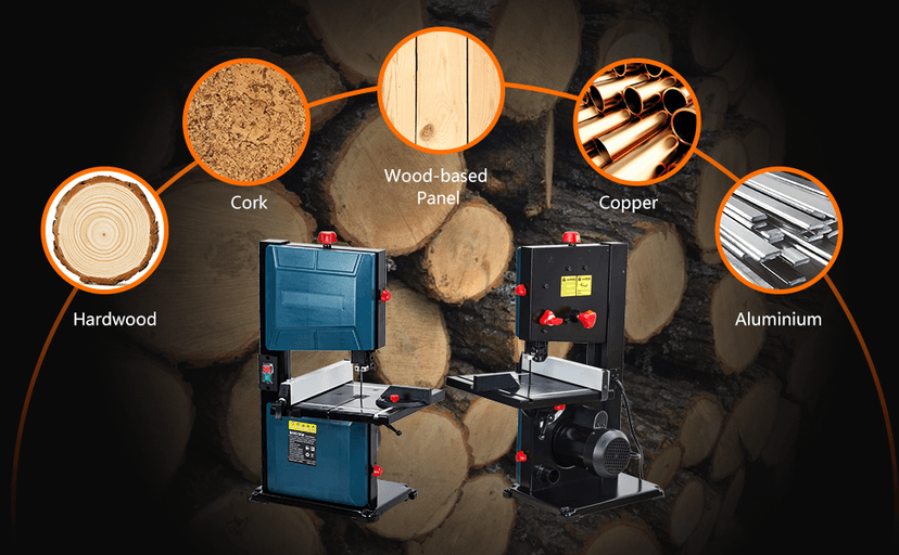 PioneerWorks 3-Amp & 8-Inch Bandsaw, 1800FPM Benchtop Bandsaw with Removable Safty Key, 0-45 Tilting Range, Saw For Cutting Wood with Fence and Miter Gauge, Band Saws for Woodworking