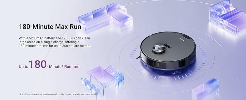 Eureka E20 Plus Robot Vacuum with Bagless Self Emptying Station, Robotic Vacuum and Mop Combo, 45-Day Capacity, Upgraded 8000Pa Suction and Anti Hair-Tangling Brush, LiDAR Navigation, App Control