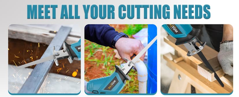 Cordless Reciprocating Saw 20V with 2 Batteries & Charger, Variable Speed 0-3000SPM, Tool-Free Blade Change, Includes 4 Saw Blades for Wood, Metal, PVC and Tree Cutting