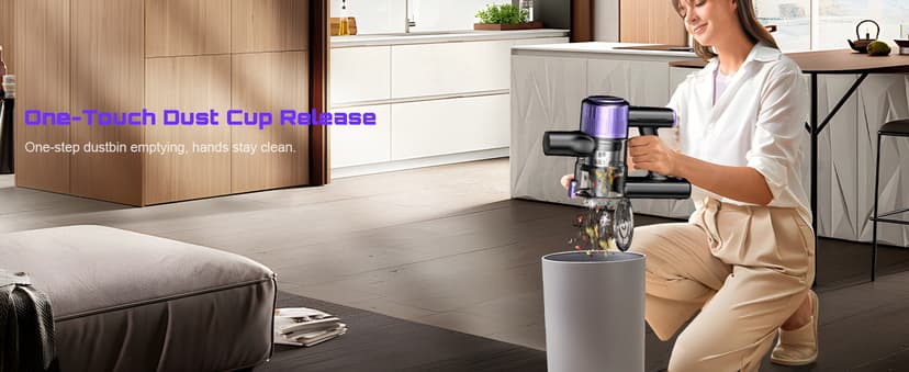 Cordless Vacuum Cleaner, 10 in 1 Stick Vacuum with Powerful Suction, Hose, Green LED Light, Anti-Tangle Brush, Lightweight Rechargeable Vacuum Cleaner for Home, Hardwood Floors, Carpets