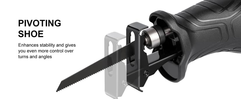 Reciprocating Saw, 6Amp 2800RPM Variable Speed Reciprocating Saw with 4/5"(20mm) Stroke Length, 3Pcs Blades for Wood, Soft Metal, PVC Pipe Cutting