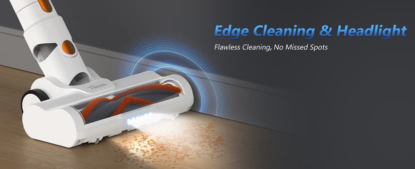 Tikom V500 Cordless Vacuum Cleaner for Home, 40000Pa/450W Stick Vacuum with LED Touch Screen, Charging Wall Dock, Anti-Tangle, Lightweight Handheld Vacuum for Pet Hair, Hard Floor, Carpet