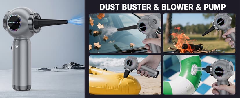 Handheld Car Vacuum Portable Cordless 25000Pa High Power Small Mini Hand Vacuum Cleaner Rechargeable 4-in-1 Compressed Air Duster Blower Pump Wireless Handheld Vac for Car Office Desktop Home Cleaning