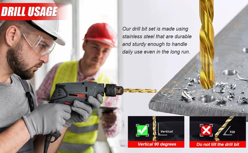 Titanium Twist Drill Bit Set 21 Piece Fit for Cutting Hard Metals,Such as Stainless Steel, Aluminum Alloy and Titanium Alloy 21 Pieces