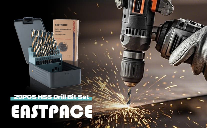 29Pcs Drill Bit Set 1/16"-1/2", HSS with Black and Gold Finish, Twist Jobber Drill Bit Kit with Index Case for Cast Iron, Hard Metal, Stainless Steel, Plastic and Wood