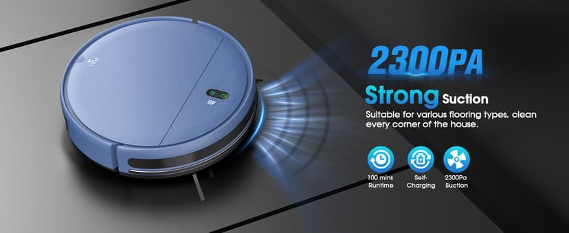 Robot Vacuum and Mop, 2-in-1 Robotic Vacuums Cleaner with Smart Max Strong Suction, WiFi/App/Alexa Voice Control, Obstacle Avoidance, for Pet Hair, Carpets and More - Blue