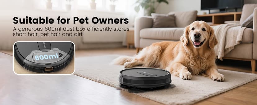AIRROBO Robot Vacuums with 2800Pa Suction, 3-inch Slim Body, Gyroscope Navigation, Remote & App Control, 600ML Dustbin, Automatic Recharge – Ideal Robot Vacuums Cleaner for Homes