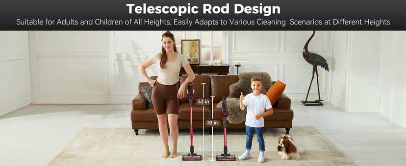 uwant Cordless Vacuum Cleaner 35Kpa Powerful Suction Wide Green Headlight Vacuum Cleaner for Home Pet Hair Anti-Tangle HEPA Lightweight Handheld Vacuum for Carpet Hard Floors (Black)