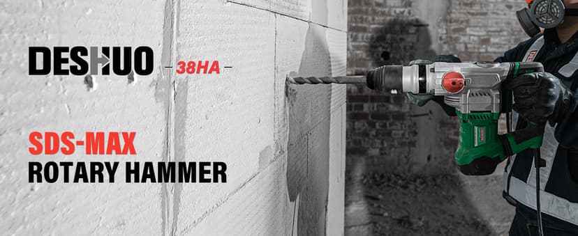 1-1/2" SDS-Max Heavy Duty Rotary Hammer Drill,12.5 Amp 3 Functions Corded Vibration Control Demolition Rotomartillo with Safety Clutch for Concrete,Includes 1 Drill Bits,2 Chisels,Carrying Case