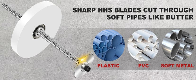 Inside Pipe Cutter for PVC Pipe Cutter Tool with 7" Scale Adjustable Depth Gauge Guide, 5pcs Saw Tooth Blades with 0.315 Hex Key Shaft, Plumbing Internal Plastic Pipe Cutter Set