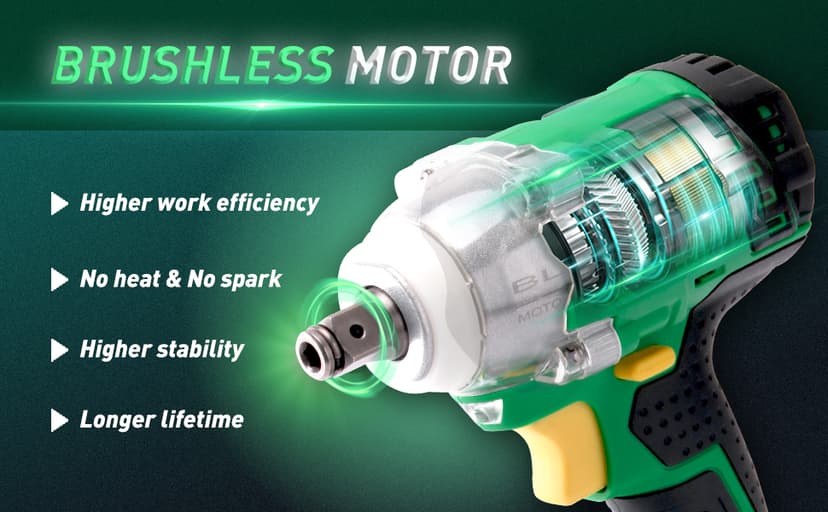 Cordless Impact Wrench, 21V Brushless 1/2 inch Impact Wrench, Electric Impact Gun, Power Impact Driver with 4.0Ah Battery and Charger, Variable Speeds for Car, Home DIY, Tire Removal Tool