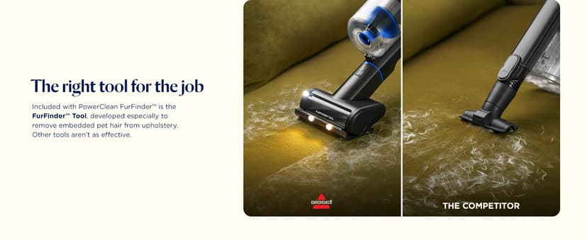 Bissell PowerClean FurGuard 280W Self-Standing Cordless Vacuum w/Self-Cleaning Brush Roll, Strong Suction, Removeable Battery, Wall Mount, Upholstery Tool & Bright Headlights