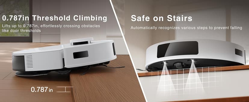 Yeedi C12 Robot Vacuum Cleaner and Mop, 8000Pa Strong Suction, ZeroTangle Brush, Smart Navigation, Self-Charging, White