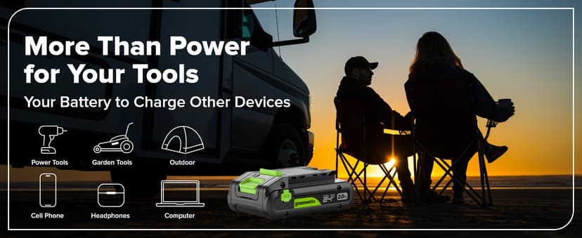 Greenworks 24V Cordless Brushless 400 in-lbs Drill/Driver+1950 in-lbs Impact Driver Combo,High Torque, Lightweight, (2) 2.0Ah USB-C Batteries(12,000mAh Power Bank) and 65W USB-C Fast Charger(3-Port)