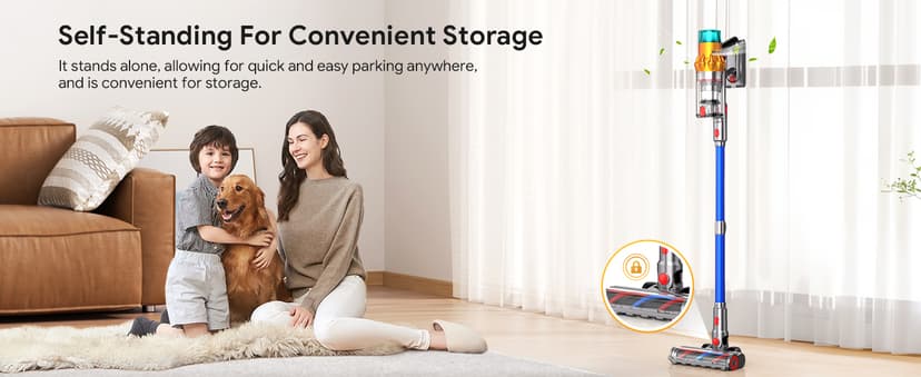 Cordless Vacuum Cleaners for Home,8-in-1/65Min/600W/48Kpa Powerful Suction,Self-Standing Cordless Stick Vacuum Cleaner,Lightweight Anti-Tangle Rechargeable Vacuum for Floor/Carpet/Pet Hair/Car